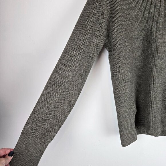 Lululemon Merino Wool Blend Ribbed Crewneck Sweater Womens 6 Green Athleisure - Picture 9 of 14